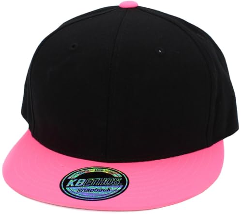 Image of KBETHOS Classic Snapback Hat Blank Cap Underbrim Cotton Wool Blend Flat Visor Adjustable Unisex
