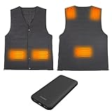 [THANKO] サイズ調整できるヒーターベスト モバイルバッテリーセット HEAT25SBK-SP ブラック 電熱ベスト ヒーター内蔵 防寒 洗濯機対応 男女兼用 丸洗い 軽量 薄手 バイク ゴルフ 釣り
