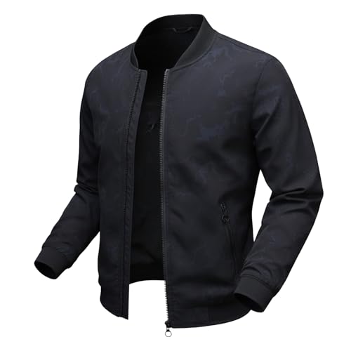 Celanisai Veste demi-saison pour homme - Noir - Avec fermeture éclair - Veste de sport courte - Col montant - Veste d'été - Blouson léger - Veste...