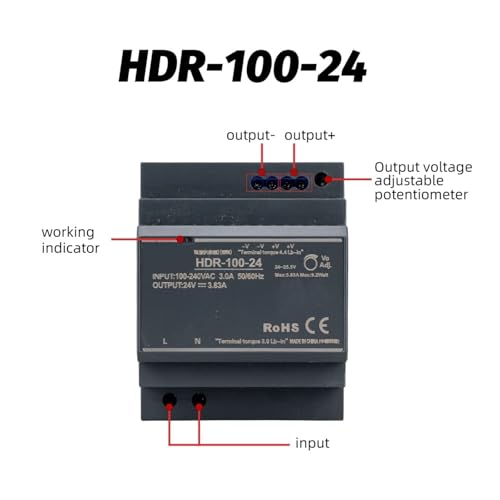 Transformateur 15V AC-DC HDR-100 alimentation à découpage - 6