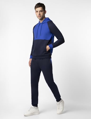 Image of FYLTR Men's Colourblock Hoodie & Jogger Casual Terry Cotton Blend Co-ord Set - Winter Co-ord set for Men | Utility Side Pockets | Full Sleeve | Tracksuit