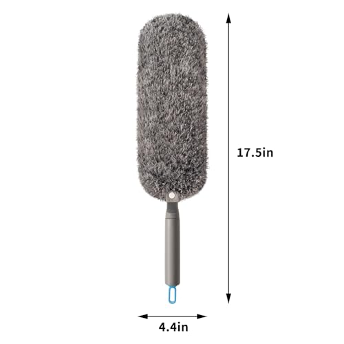 Image of Microfiber Duster with Washable and Reusable Duster Head, Microfiber Dusters for Household Cleaning, Gray
