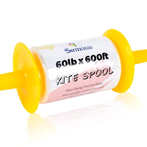 Simxkai Kite String Spool, Kite Reel Winder,Easy-To-Grip Kite Line Handle, 600 Feet Twisted Kite Line For Kids & Adults(Yellow) #TOP1