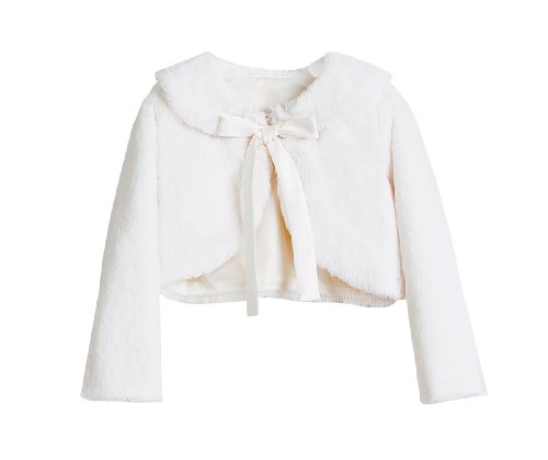 Sweet Kids Baby-Girls Tied Ribbon Bow Faux Fur Bolero Jacket