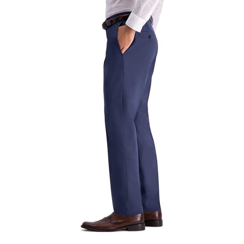 Kenneth Cole Reaction Men's Solid Performance Slim Fit Dress Pant, Blue Heather, 40W x 32L2