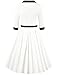 MUXXN Women's 50s Retro Casual Swing Midi Dress 3/4 Sleeve Square A Line Neck Vintage Cocktail Wedding Guest Bodycon Prom Off White S