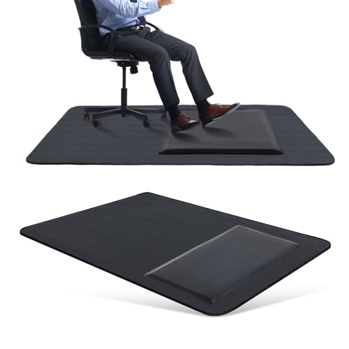 Image of Nuanchu 2 Pcs Large Hard Floor Chair Mat and Anti Fatigue Mat Set Desk Rug for Rolling Chair on Hardwood Non Slip Anti Fatigue Rug for Standing Work Office Kitchen (47 x 35 Inches,29 x 17 Inches)