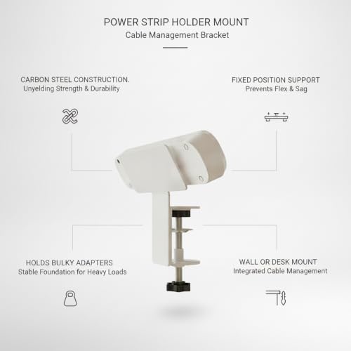 Soporte de montaje para regleta de acero al carbono, soporte robusto para protector contra sobretensiones para pared o escritorio, organizador de gestión de cables (4.7 x 2.0 x 3.9 pulgadas) miniatura 4