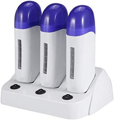 Portable Triple Depilatory Roll on Wax Warmer with Heater Base