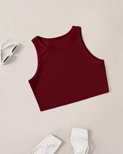 Image of (Pack of 3) Stylish Sleeveless Round Neck Ribbed Tank Tops for Women and Western Crop Top