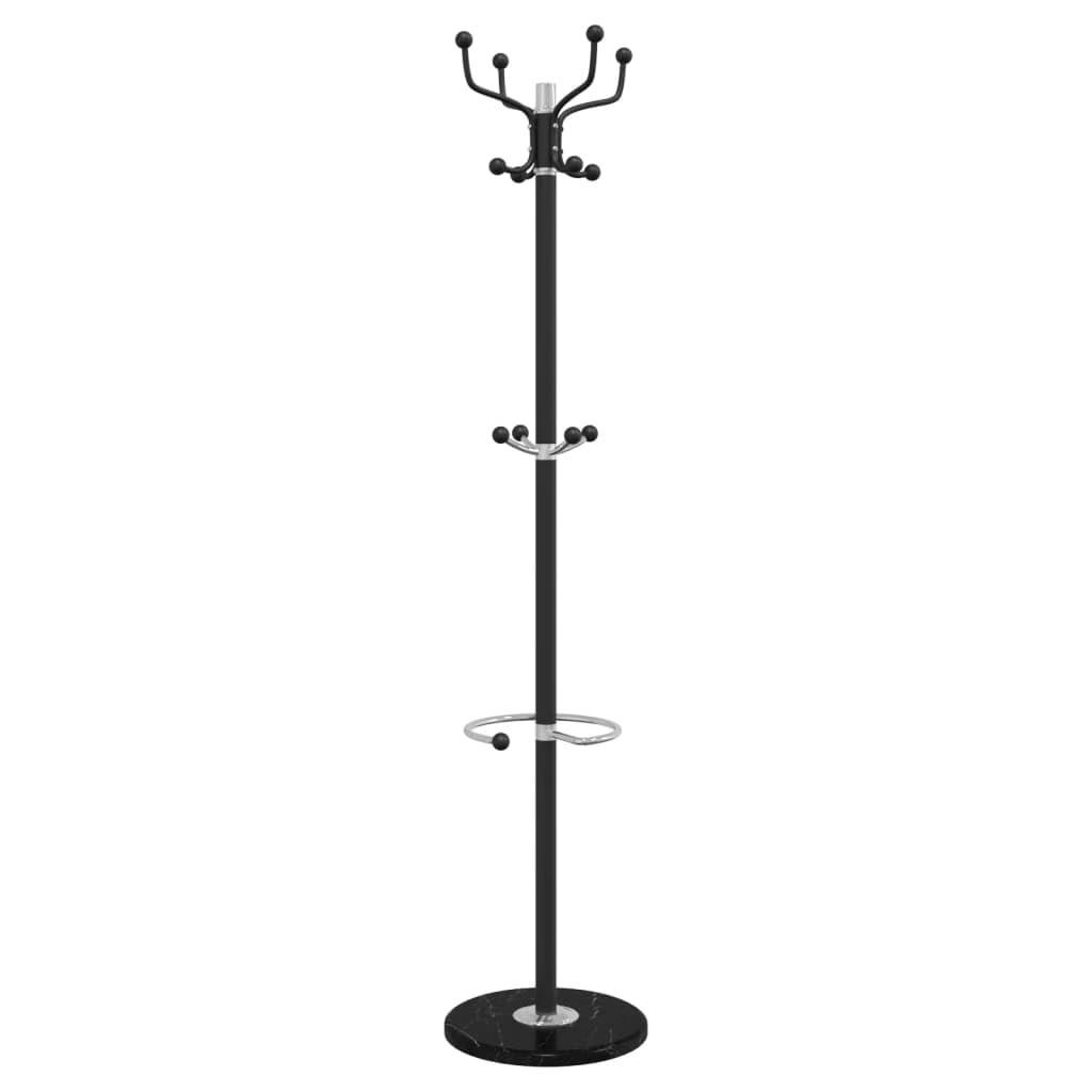 vidaXL Coat Stand with Umbrella Holder, Coat Rack for Hallway Living Room, Clothes Stand, Coat Hanger, Modern Style, Black Powder-coated Iron