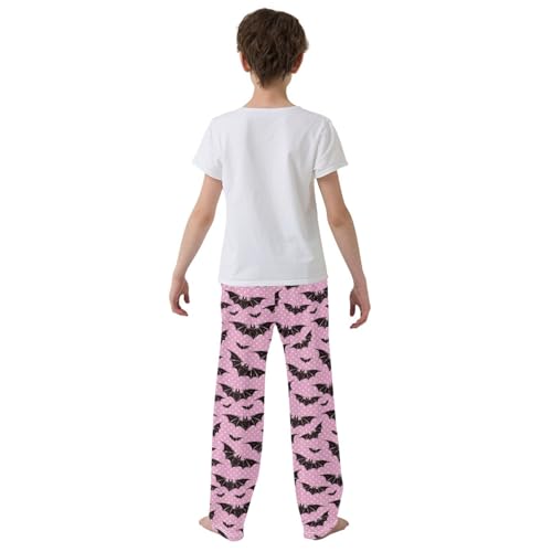 ZZXXB Halloween Bats Polka Dot Boys Long Pants Soft Trousers Elastic Waist Kids Lounge Bottoms with Pockets S-XL3