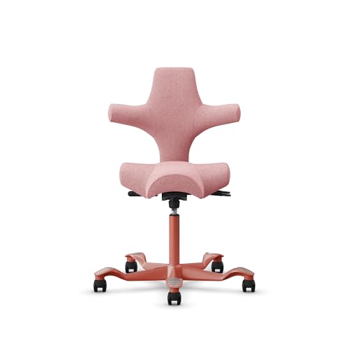 Image of HAG Capisco Sit to Stand Chair-Blush Rose Frame-Upholstered Pink Blush