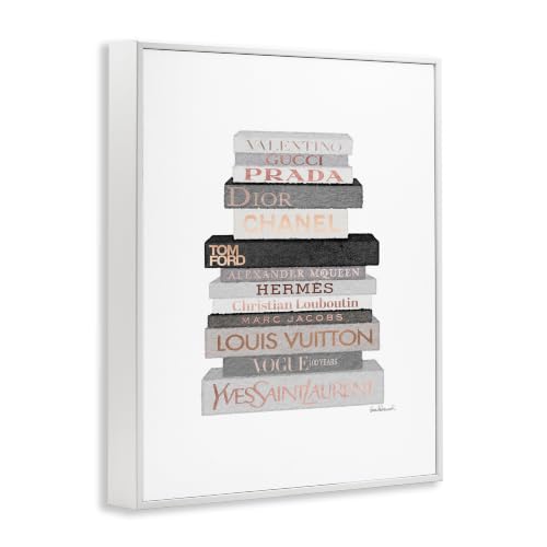 Image of 'Grey & Peach Bookstack'| Framed Giclee Art