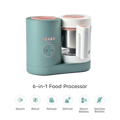 Image of Beaba Babycook Neo-6 In 1 Baby Food Processor, Blender, Steamer, Cooker & Sterilizer, Portable Baby Food Cooker, Puree Maker and Warmer (Eucalyptus)