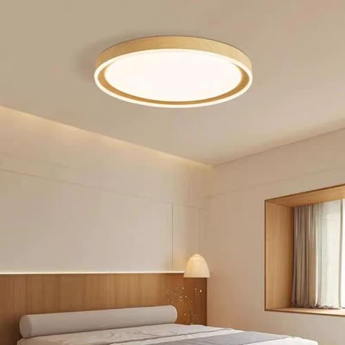 Plafonnier LED dimmable en bois clair de 40cm avec télécommande pour salon - 7