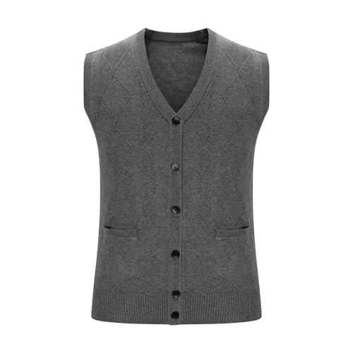 Men's Sweater Vest Casual Sleeveless Knitted Button Cardigan Vests V Neck Ribbed Knitwear Cardigans Waistcoat3
