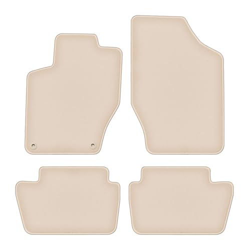 Tapis de Voiture Anti-Saleté Beige Citroen C4 II Moquette Velours 4 Pcs