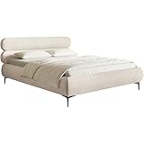 Selsey Polsterbett 180x200 cm Cord Hellbeige – Bett mit Stauraum und Bettkasten, gepolstertes Bett mit Lattenrost und Metallrahmen, Doppelbett Schlafzimmer mit schwarzen Füßen und Gasdruckfedern