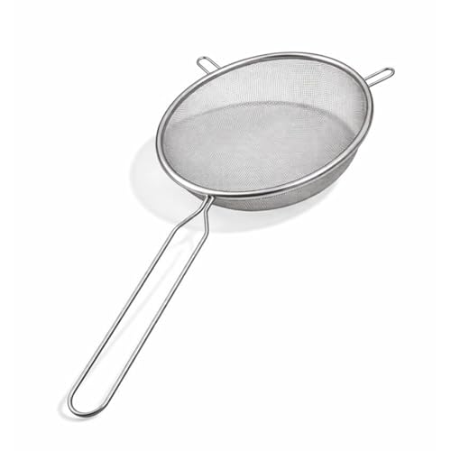 PARENCE.- Passoire à Maille Fine - Tamis de Cuisine de 21cm de Diamètre - Ne Pas Mettre au Lave Vaisselle - 35x21cm, Polyvalent, Efficace, Argenté