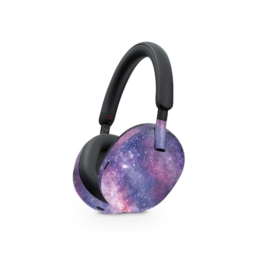 Image of MightySkins Glossy Glitter Skin Compatible with Sony WH-1000XM5 Headphones - Violet Stars | Protective, Durable High-Gloss Glitter Finish | Easy to Apply