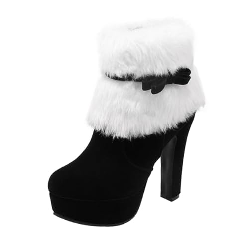 Bottines courtes sans lacets Healvian en peluche de Noël douce pour femme