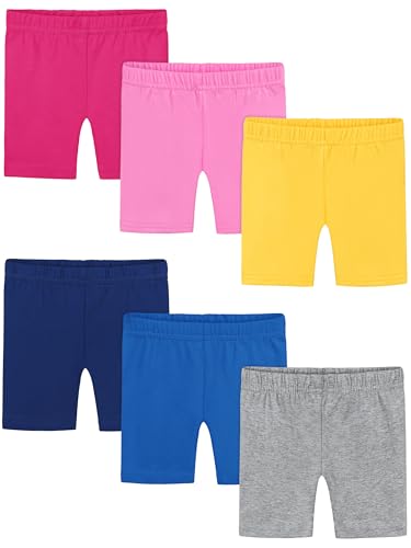 Image of Poroka 6 Pack Baby and Toddler Girls Bike Shorts Soft Girls Summer Dancewear Shorts Solid Tumbling Safety Short for Kids