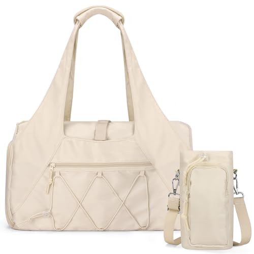 20L Small Gym Duffel Bag with Water Bottle Holder for Women, Lightweight Sports Duffel Bag with Shoe Compartment for Yoga, Pink