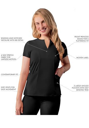 Adar Addition Women's Notched V-Neck Scrub Top