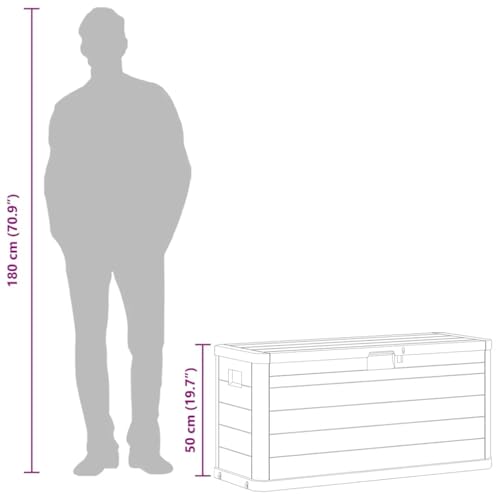 vidaXL Auflagenbox 280L Hellgrau Kissenbox Gartenbox Aufbewahrungsbox Truhe - 4