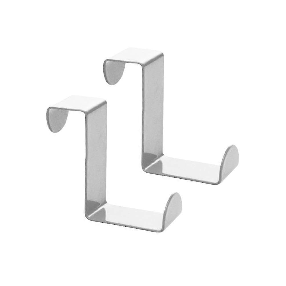 JOYHAPPST 2pcs Z Shaped Heavy Duty Reversible Stainless Steel Over the Door Hooks Coat Towel Hooks Rack (Silver)