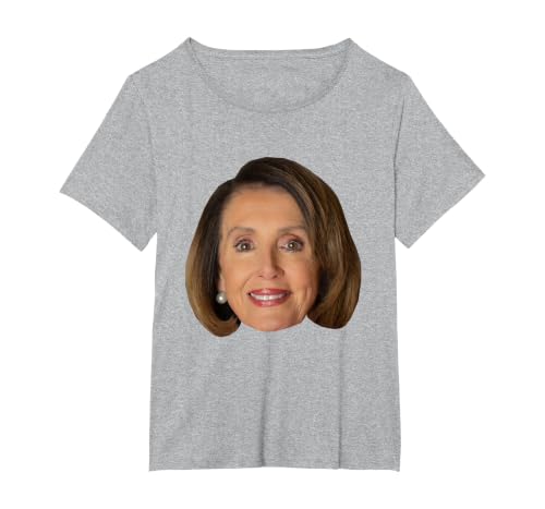 Nancy Pelosi Face T-Shirt, Women's Plus, Heather Grey, 2X