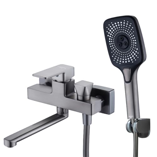 Robinet de salle de bain mural gris, mitigeur de douche rotatif pour le bain