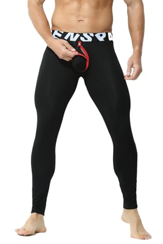 Men’s Removable Pouch Long Johns Thermal Underwear Pants Bottom Leggings
