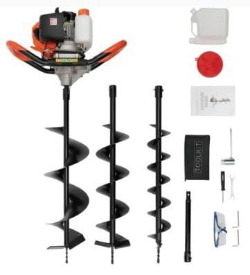 Tarière Thermique Professionnelle 52cc avec 3 Mèches, Rallonge et Kit de Sécurité