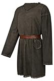 CP Abenteuer Mittelalter Tunika, Unisex, Grau/Grün/Braun, Used Look, 100% Baumwolle, Historische Kleidung (DE/NL/SE/PL, Alphanumerisch, L, Grün)