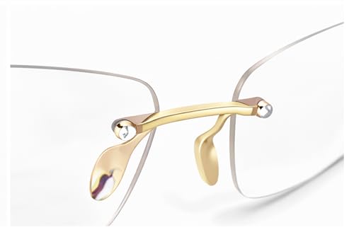 Image of FAVELA Premium Rimless Rectangular Sunglasses for Men & Women | Gold Tinted Luxury Eyewear | Lightweight Metal Frame | UV400 Protected Stylish Goggles | Medium Size