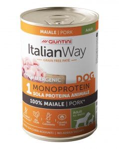 100% MAIALE Grain-Free – 4 scatolette da 400g. Umido premium per cani adulti di tutte le taglie, fonte unica di proteina, senza glutine e coloranti, HYPO ipoallergenico e altamente digeribile.