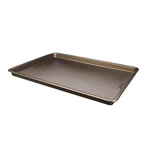 GoodCook Sweet Creations Textured Nonstick Large Cookie Baking Sheet, 17″ x 11″ x 1″, Champagne Pewter