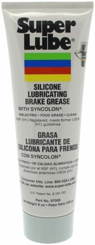Super Lube 97008 Silicone Lubricating Brake Grease with PTFE, 8 oz Tube, Translucent White