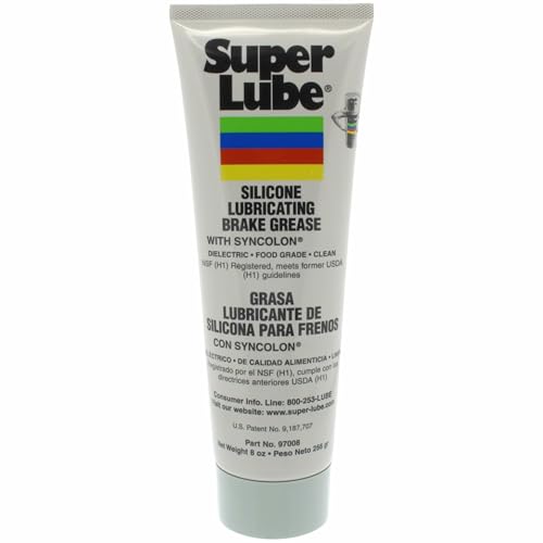 Super Lube 97008 Silicone Lubricating Brake Grease with PTFE, 8 oz Tube, Translucent White