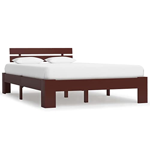 BUKSCYJS Telaio per letto, letto a piattaforma, in legno massiccio, marrone scuro, 120 x 200 cm, silenzioso, facile da installare, adatto per camera da letto