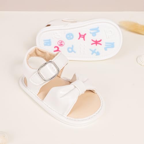 Image of HsdsBebe Baby Girls Sandals Bohemia Flower Bow Soft Sole Toddler First Walkers Beach Summer Shoes