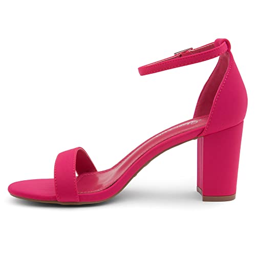 Image of Shoe Land Low Chunky Heels for Women Open Toe Ankle Strap Block Heel Sandals 3 Inch Dressy Heels for Wedding Party Date Night