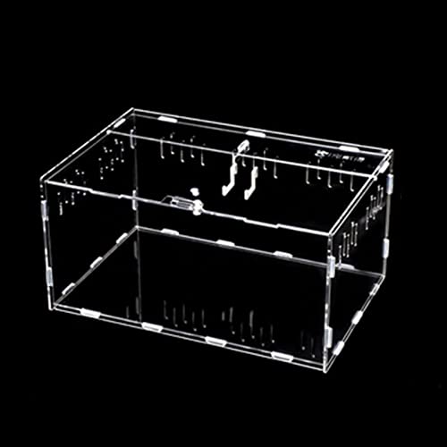 Howorr 爬虫類・両生類用飼育ケース 透明 飼育容器 飼育ケージ 爬虫類飼育箱 小動物用 複数のサイズ アクリル製 給餌箱 給餌ボックス 隔離ボックス スライドカバー 通気性 カバー付き トカゲ/亀/蛇/蛙/昆虫/サソリ/クモ など適用