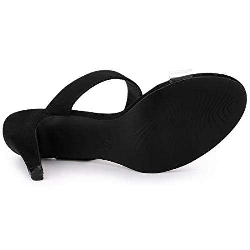 Allegra K Allegra K Women's Clear Strap Stiletto Heel Black Slides Sandals - 9 M US