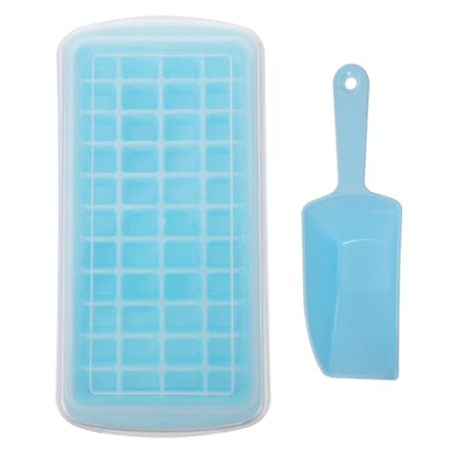 Molde para cubitos de hielo grande azul OSALADI con tapa y raspador miniatura 1