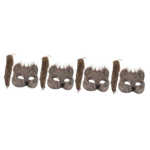 Masque de renard avec queue accessoire costume animal Halloween cosplay party