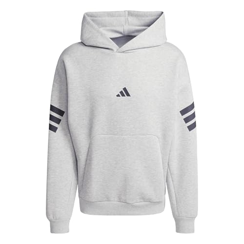 adidas Men's FUTURE ICONS THREE STRIPES HOODIE, medium grey heather, XL