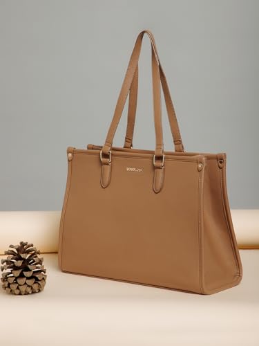 Image of Berrylush Women Solid Tote Bag | PU Synthetic Leather Two Handle Handbag | Spacious Zip Closure Shoulder Bag with Inner Pockets | Stylish Everyday & Office Use Bag